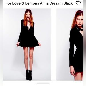 For Love & Lemons Black Keyhole/Mock Neck Dress